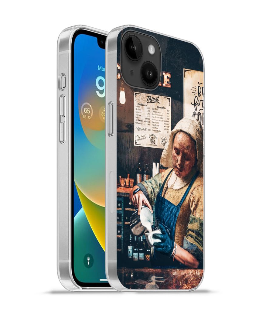 MuchoWow Handyhülle Schutzhülle Hülle für Apple iPhone 14 Plus - Soft case Milchmädchen - Barista - Kaffee - Cappuccino Silikon Softcase Han...