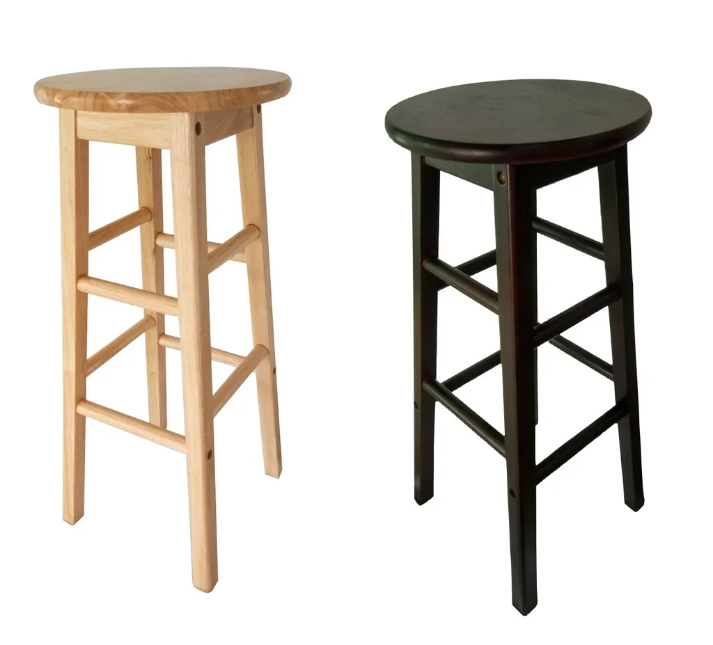Tabouret de bar en hévéa massif durable, finition marron rustique - 4