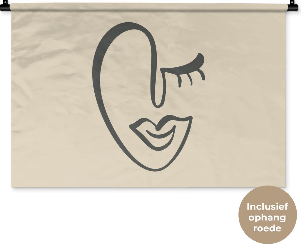 MuchoWow Wandteppich Wandbehang Frau - Lippen - Abstrakt 90x60 cm Tapisserie Dekoration Wandtuch - Wandskulpturen - Bildteppich