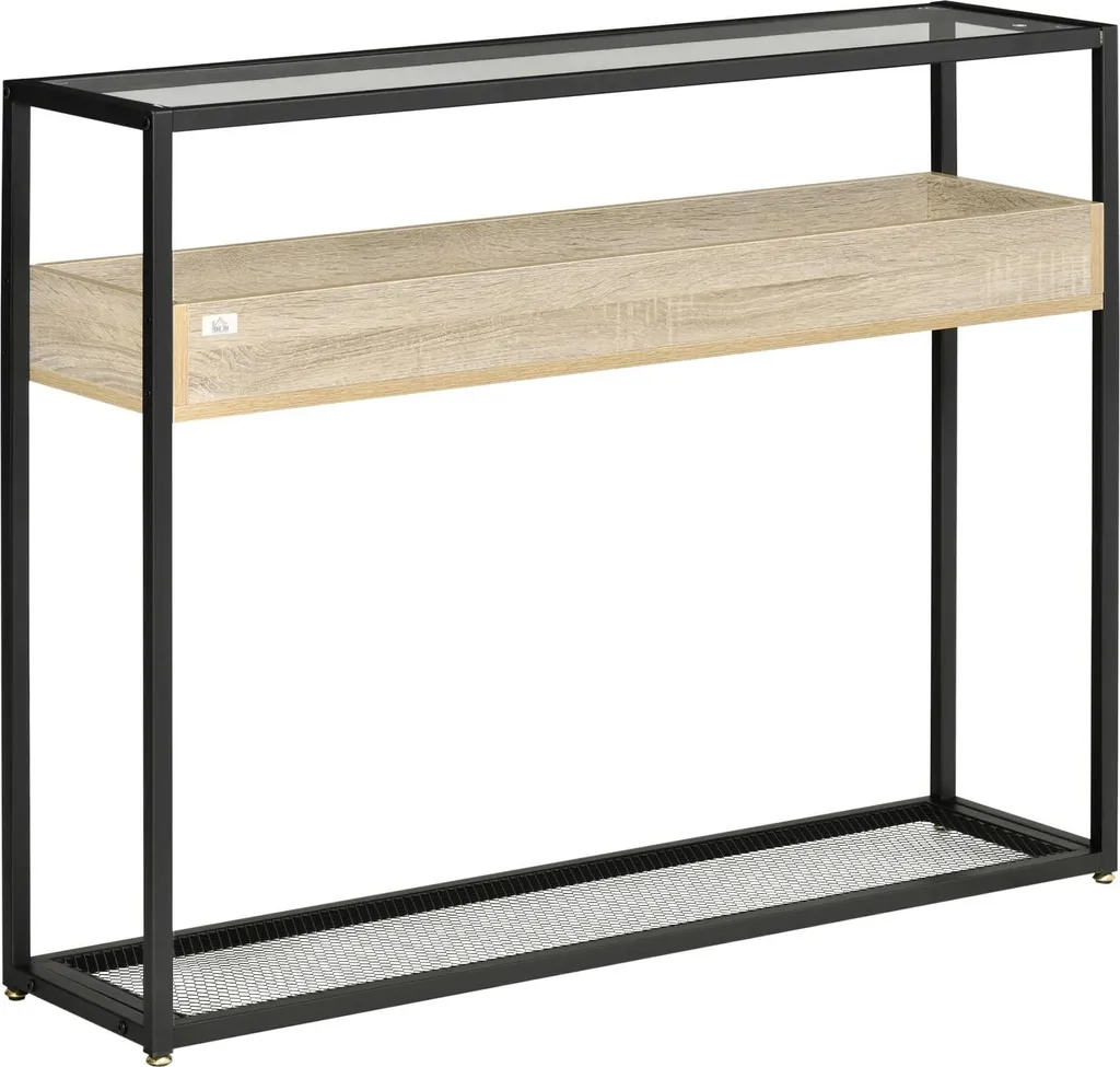 Meuble d'Entrée Fin 108 cm pour Couloir - Console Noire Multi-Niveaux