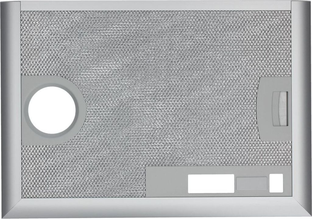 A close-up view of a metal range hood filter.