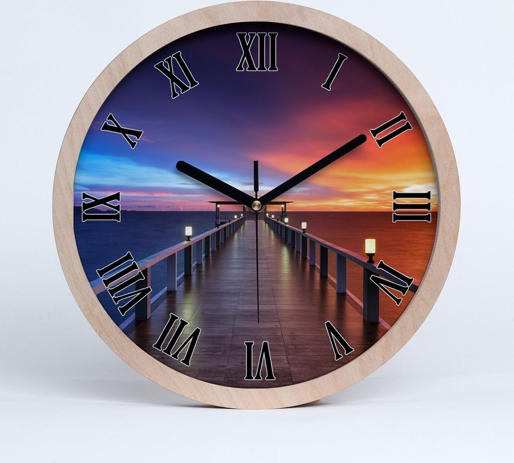 Holzuhr 25fi cm wanduhr - schwarze Spitzen - römische Brücke