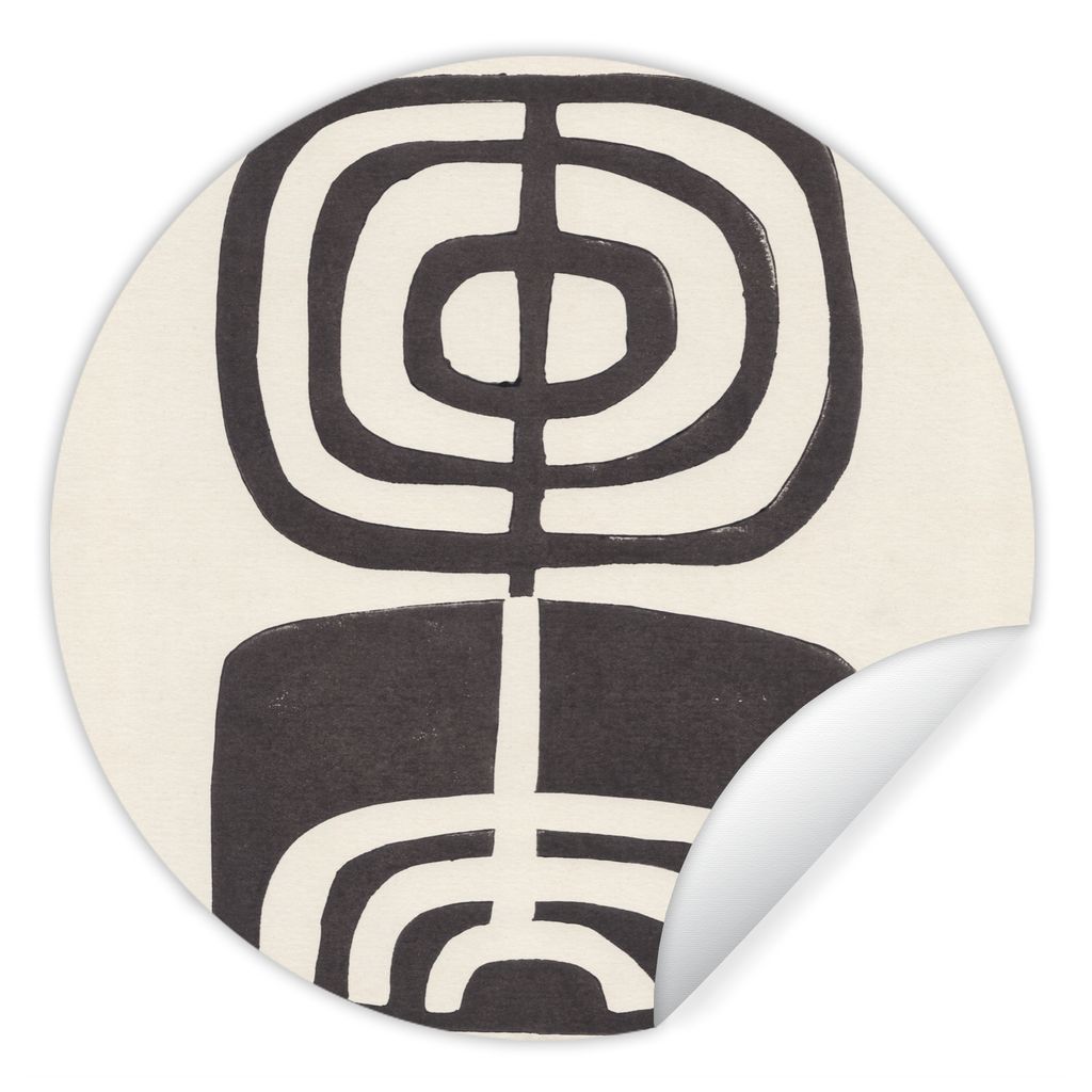 MuchoWow Runde Wandtattoo - Wandsticker Tapete Aufkleber Abstrakt - Schwarz - Blume - Pflanze Ø 30 cm Selbstklebend und Repositionierbar - Wanda...
