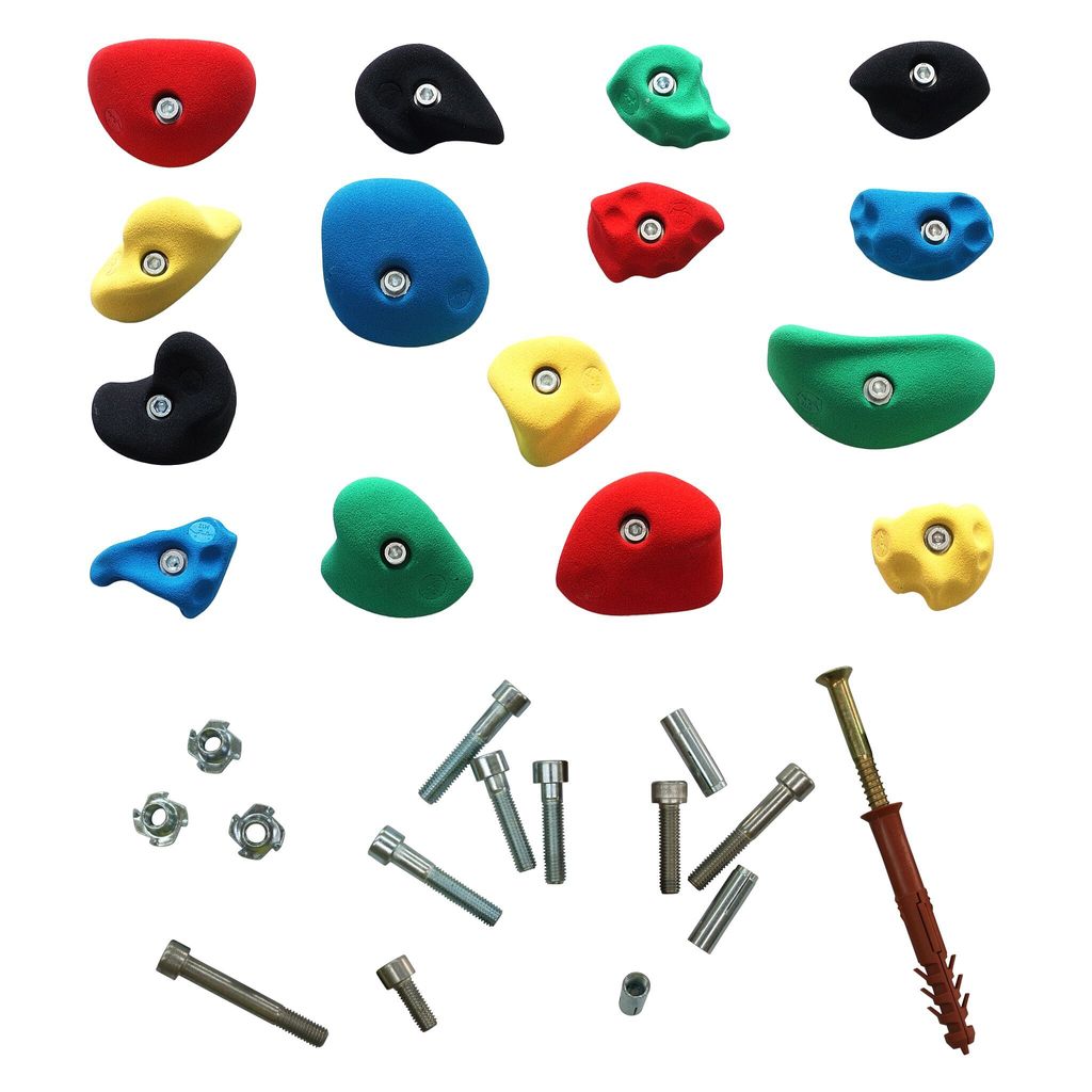 Sport-Thieme Klettergriff-Set "Leicht", Mit Befestigungsmaterial für Betonwand, Set C