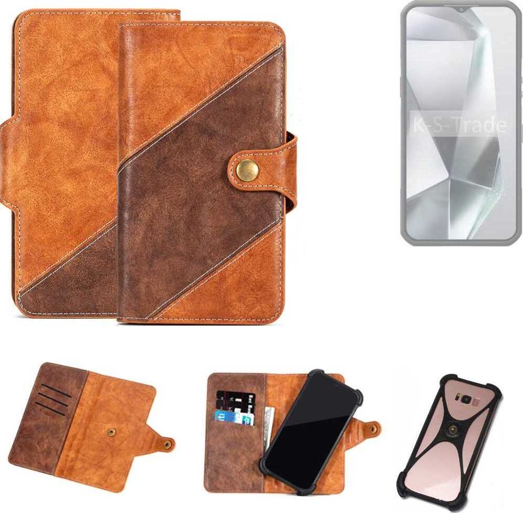 K-S-Trade Handyhülle Schutzhülle Bookstyle Case Wallet-Case kompatibel mit Oukitel WP39 Cover Klapphülle Kantenschutz Smartphone dunkelbraun braun