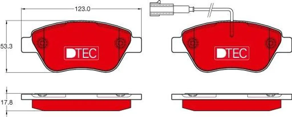 Plaquettes de frein TRW GDB1654DTE pour Fiat 500 et Grande Punto OE 71770098