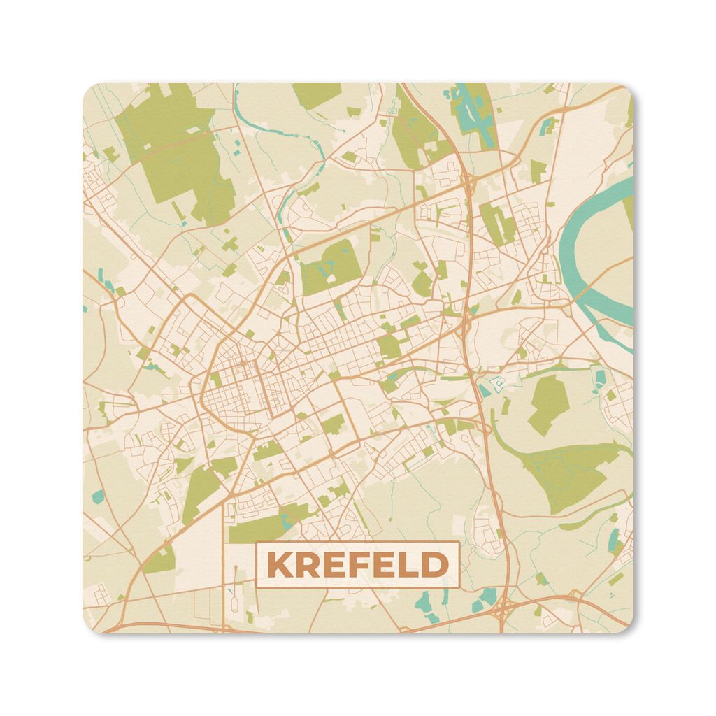 MuchoWow Mauspad Mousepad Krefeld - Karte - Vintage - Stadtplan 20x20 cm - Mousepads - Maus Mat - Pad - Mausunterlage - Desk Mat - Bureauartikeln