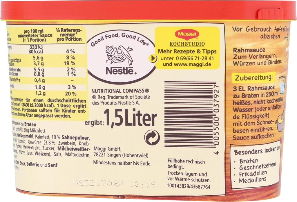 Dose Maggi - Rahm-Sauce zu Braten - 1,5 L Produktbild 3