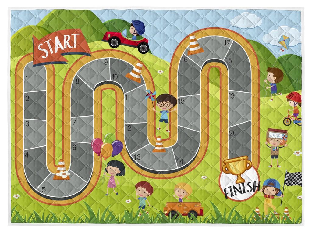 Brisby Hochwertige, strapazierfähige Spielmatte, rutschfest und waschbar, 150 x 200 cm – Zahlen und Auto