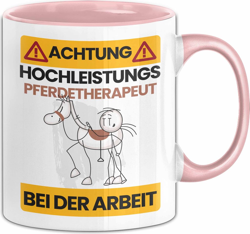 Pferdetherapeut Tasse Geschenk Lustiger Spruch Geschenkidee für Pferdetherapeut Achtung Hochleistungs Pferdetherapeut Bei Der Arbeit (Rosa)