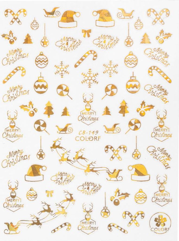 Dünne selbstklebende Nagelsticker Weihnachten CB-149 gold