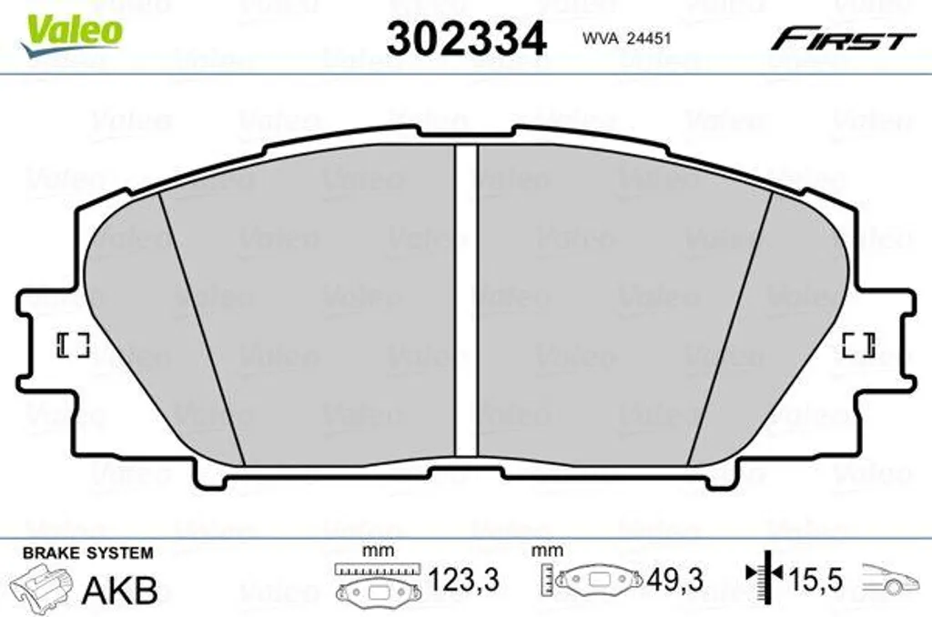 Jeu de plaquettes de frein à disque pour Prius VALEO OE 044650W141 Avant