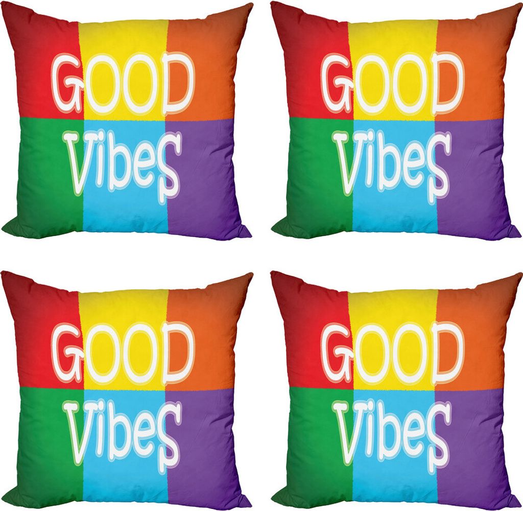 ABAKUHAUS Ausruhen Kissenbezug Set (4 Stück), Lebhafte Farben Energie, Moderner Doppelseitiger Digitaldruck, 40 cm x 40 cm, Mehrfarbig