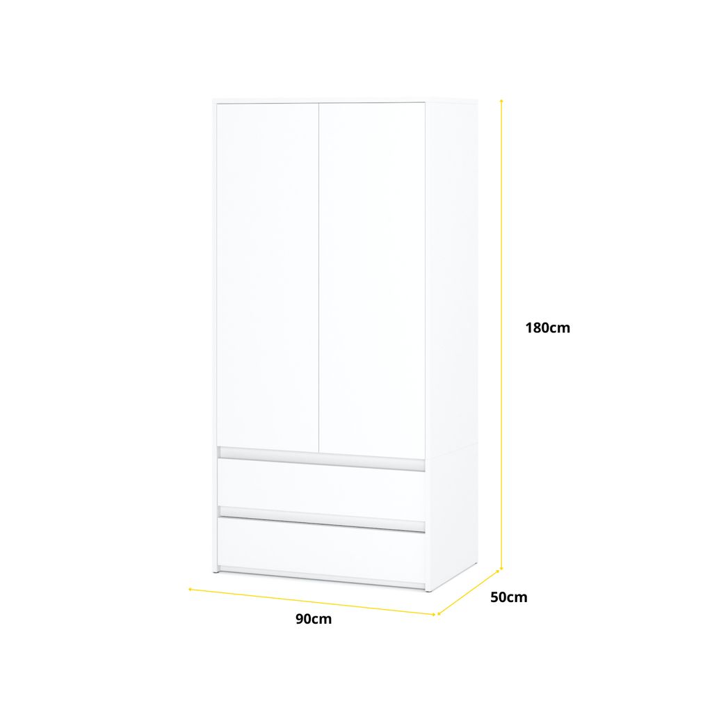 Armadio JOELLE 90 cm bianco opaco, ante battenti, 2 ante, 2 Immagine del prodotto 