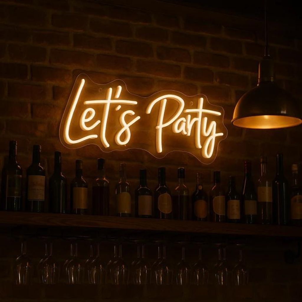 Neonschild Let’s Party - Retro Neon Schild - Neon Schild - Neon Bar Schild - Neon Leuchtschild - Neon Schild kaufen - Neon Dekoration