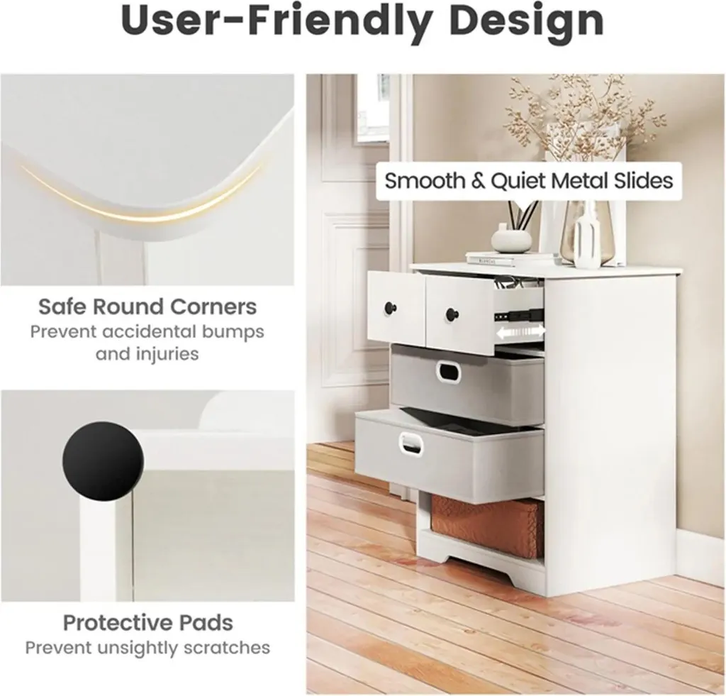 Commode bois blanc style marocain 4 tiroirs et compartiments de design - 5