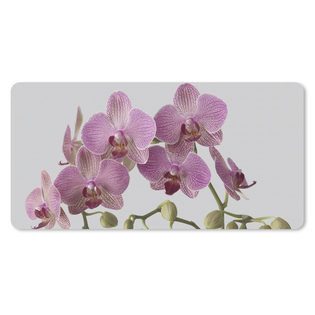 MuchoWow Mauspad Mousepad Orchideen auf grauem Hintergrund 60x30 cm - Mousepads - Maus Mat - Pad - Mausunterlage - Nachhaltig