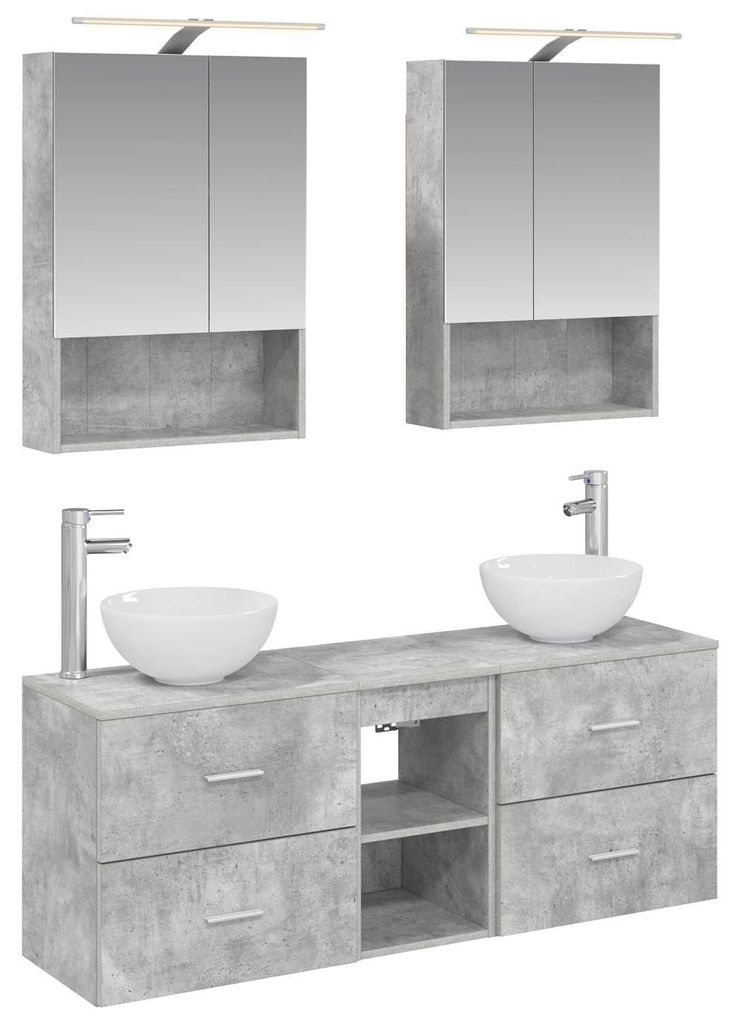 vidaXL Badezimmerschrank-Set 5 pcs Betongrau 50 x 14,5 x 70 cm