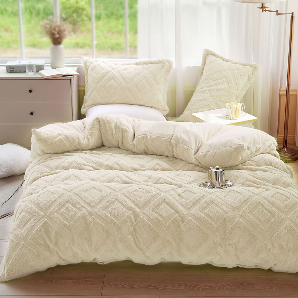 Plüsch Bettwäsche 135x200 cm Kuschelbettwäsche mit Flauschig Teddy Fleece Extra Warm für Winter