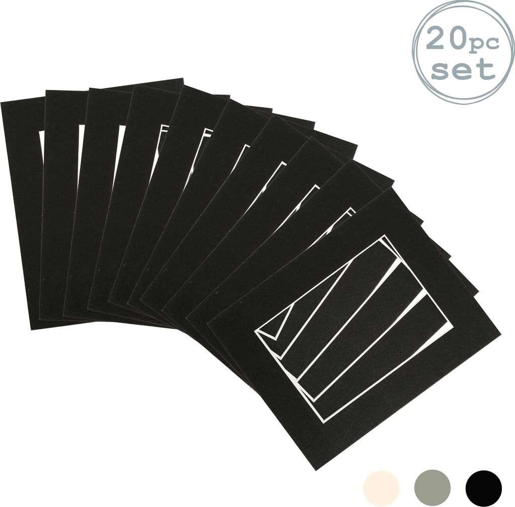 Nicola Spring 20pc Bild Photo Mounts Set - To Fit Frame-Größe 8 x 10 für Bildgröße 5 x 7 - Schwarz