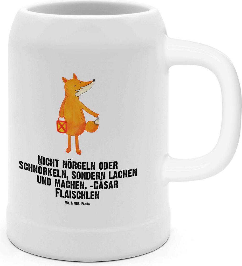Mr. & Mrs. Panda Krug Fuchs Laterne - Weiß - Geschenk, Bier Humpen, Gute Laune, Seidel, Positiv, Sankt Martin, Steinkrug, Optimistisch