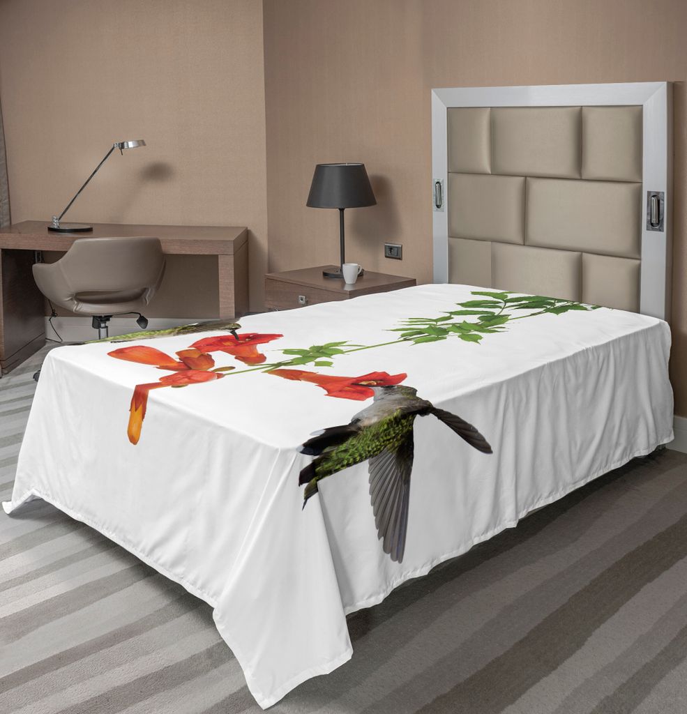 ABAKUHAUS Kolibri Bettlaken, Rote Hängematte Und Kolibri In Einer Ruhigen See Fantasie Märchen Szene, weiches bequemes oberes Bettlaken für ein ...