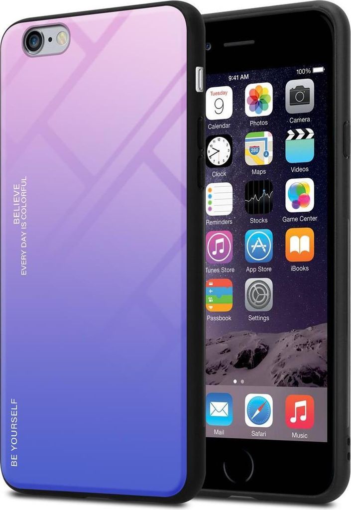 Cadorabo Hülle für Apple iPhone 6 PLUS / 6S PLUS Schutz Hülle in Schwarz Handyhülle TPU Etui Cover Case Tempered Glas