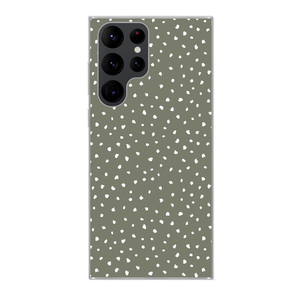 MuchoWow Handyhülle Schutzhülle Hülle für Samsung Galaxy S22 Ultra Polka dots - Grün - Weiß Silikon Softcase Handy Hülle - Abbildung
