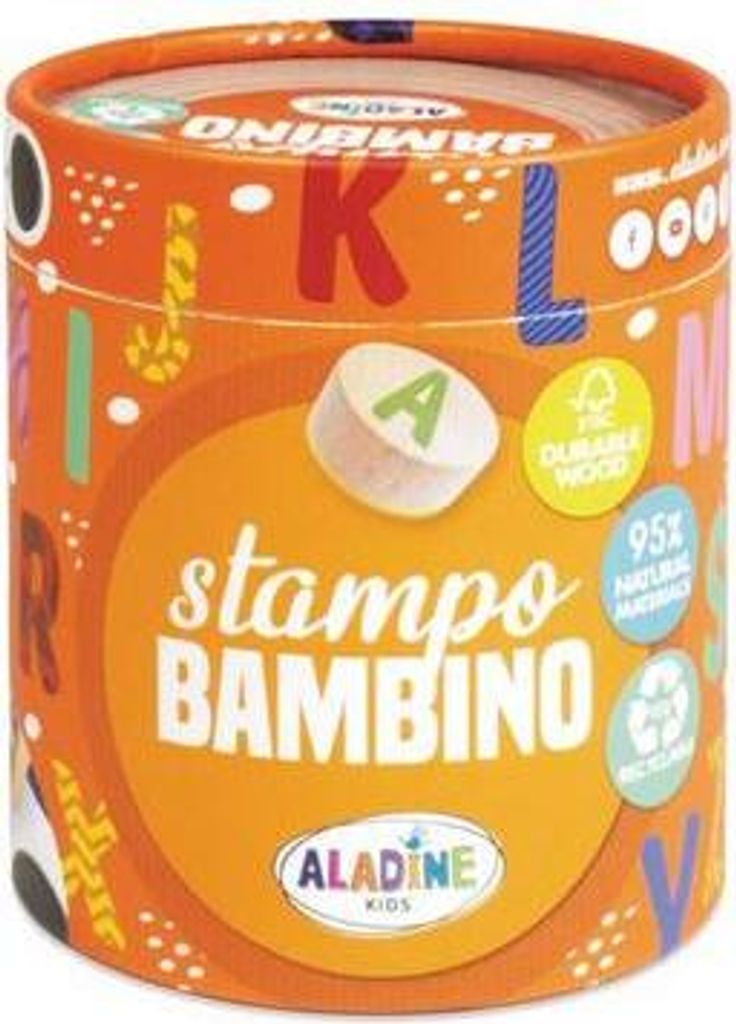 Aladine Holz Stempelset Alphabet - Kreatives Spielzeug für Kinder