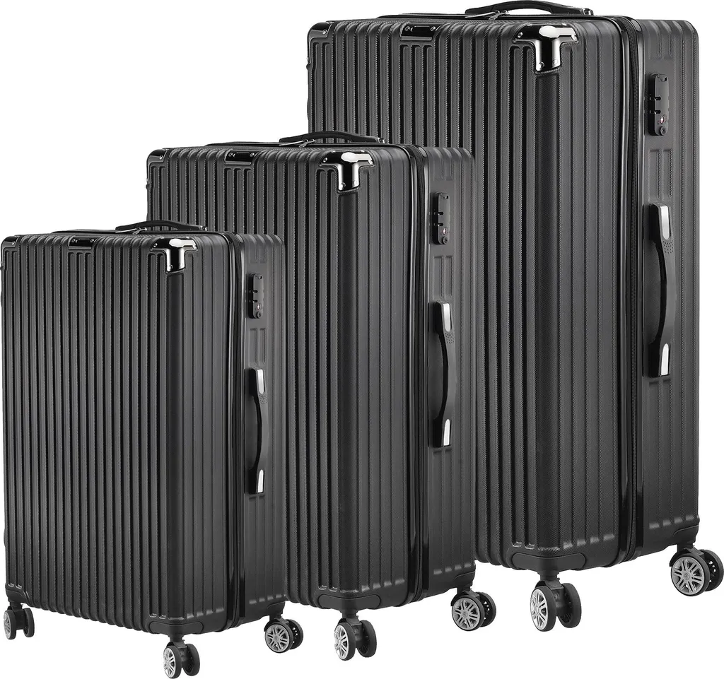 Évitez les bagages cassés avec ce set en PP noir ultra robuste et TSA