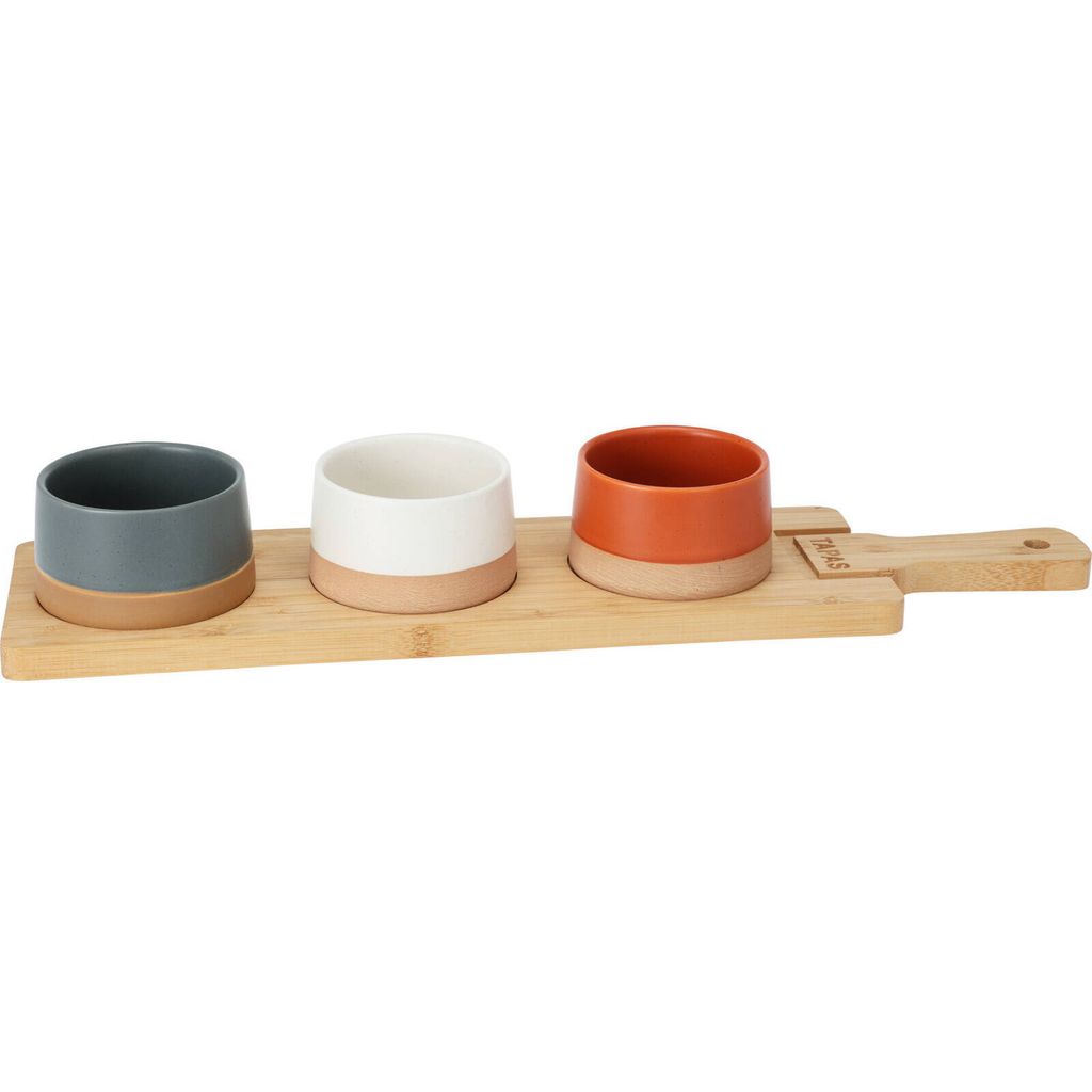 Excellent Houseware 4-teiliges Servierset, Keramik/Bambus, Produktbild 