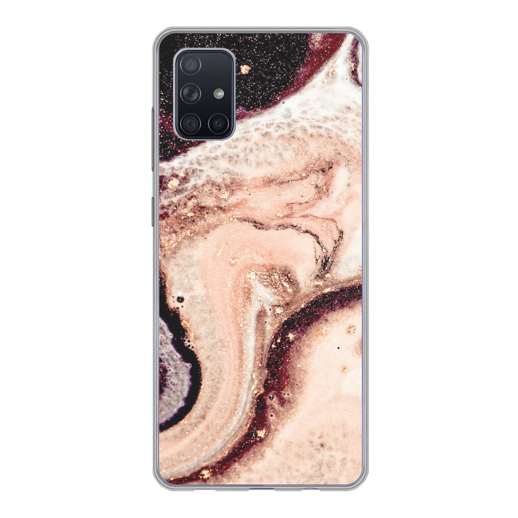 MuchoWow Handyhülle Schutzhülle Hülle für Samsung Galaxy A71 Marmor - Mineralien - Naturstein Silikon Softcase Handy Hülle - Kartenbesitzer