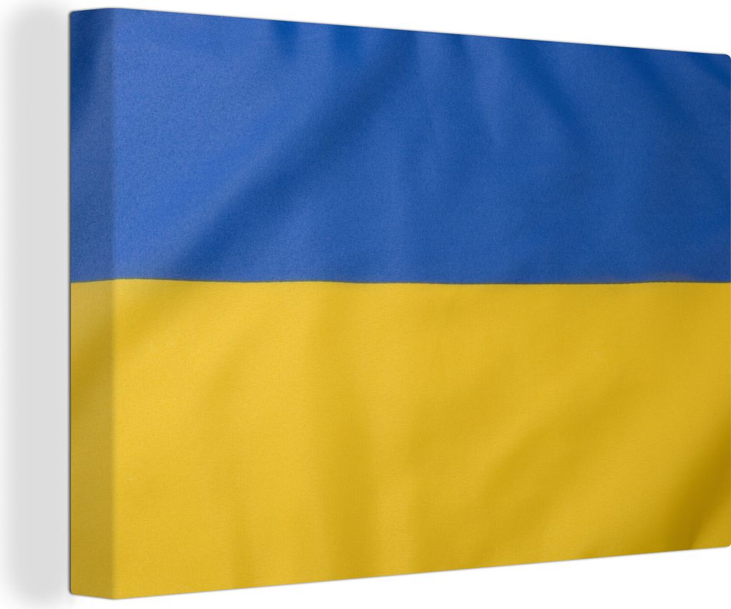 OneMillionCanvasses - Leinwandbilder - 140x90 cm, Nahaufnahme der Flagge der Ukraine, Wandbilder Kunstdruck Wanddekoration - Foto auf Leinwand - ...