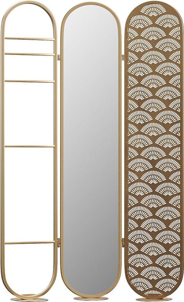 Metallspiegelschirm im Art-Deco-Stil - 3-flügelig - B 117 x H 175 cm - Gold - MAVICA