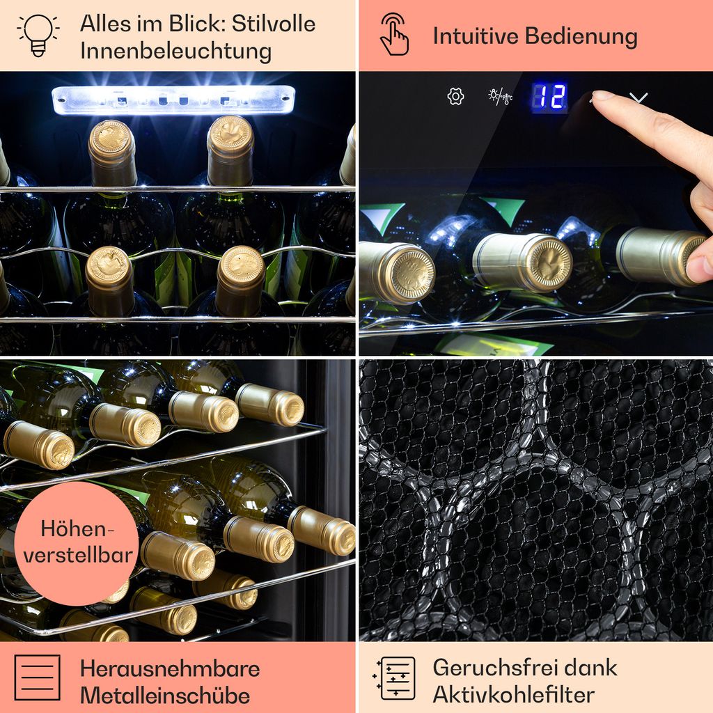 Klarstein Weinkühlschrank, 1 Zonen Getränkekühlschrank Produktbild 5