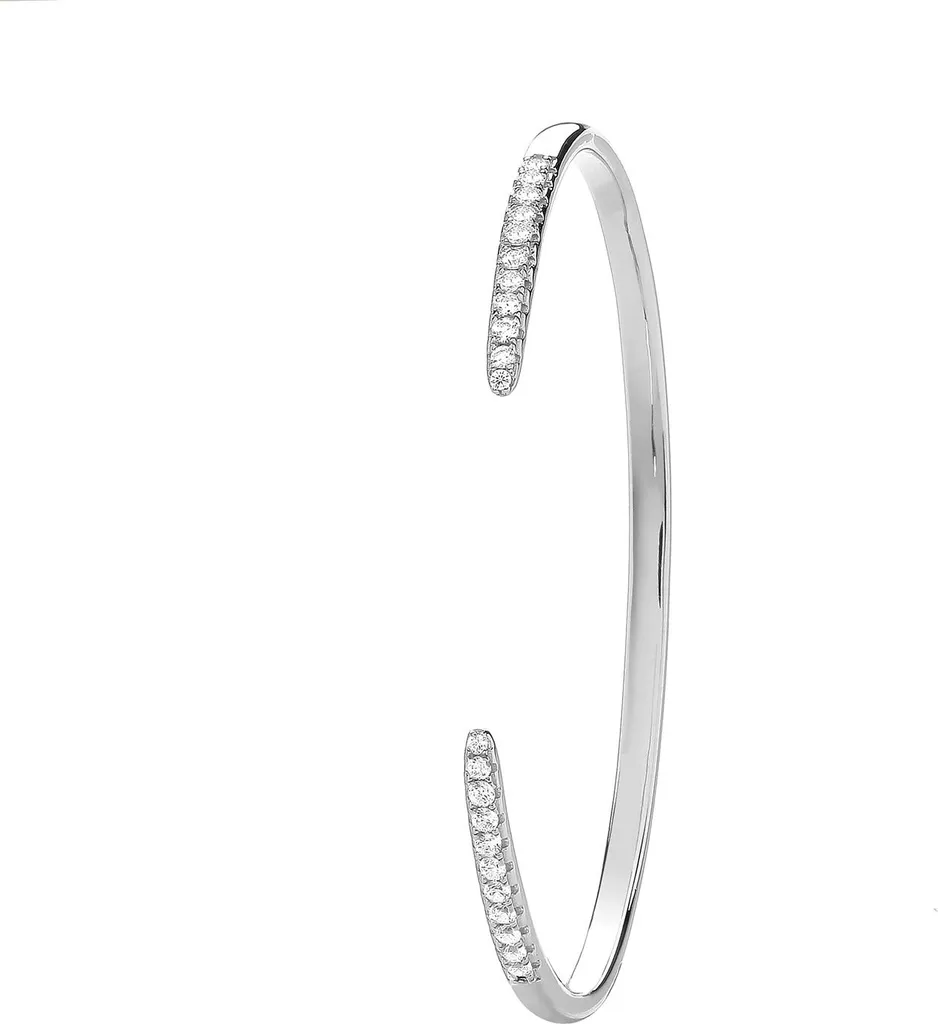 Bracelet Jonc Rigide pour Femme Argent 925 et Zirconium Brillant 3mm