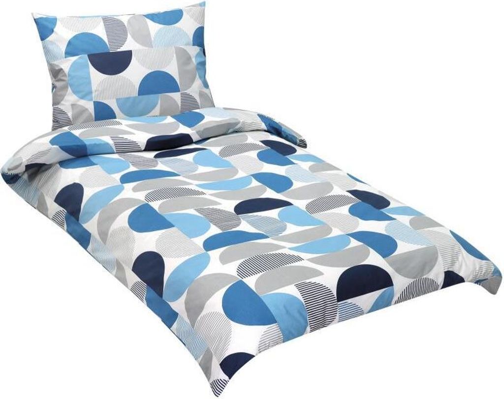 Bellatex Baumwolle 90/584 blau halbkreisförmig, 140 × 200, 70 × 90