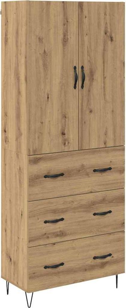 Highboard 2 pcs Artisan-Eiche Ingenieurholz und Glas