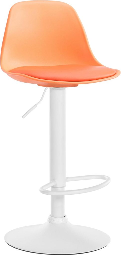 Barhocker LUNOR - Kunststoff Orange 39x43x82 cm Weiß | Barstuhl Höhenverstellbar Mit Lehne Drehbar Tresenhocker Tresenstuhl Kneipenhocker Kneipen...