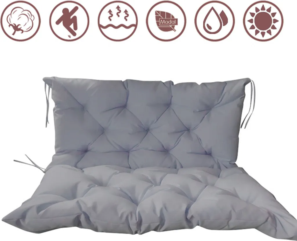 Cuscino Grande per Panca da Giardino 150x100 Grigio Chiaro 10cm Spessore