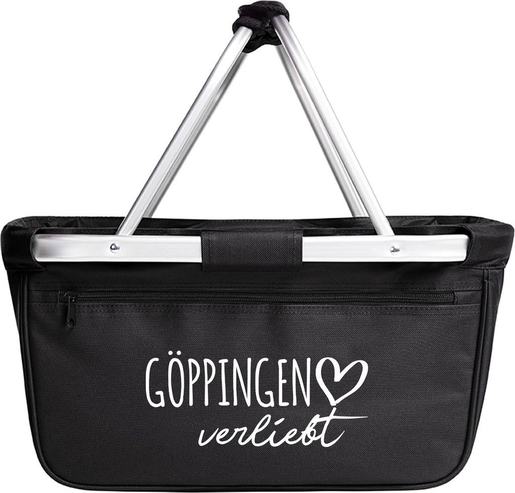 Huuraa Einkaufskorb faltbar Göppingen verliebt Geschenk 20 Liter Tragekorb Black Göppingen Geschenkidee