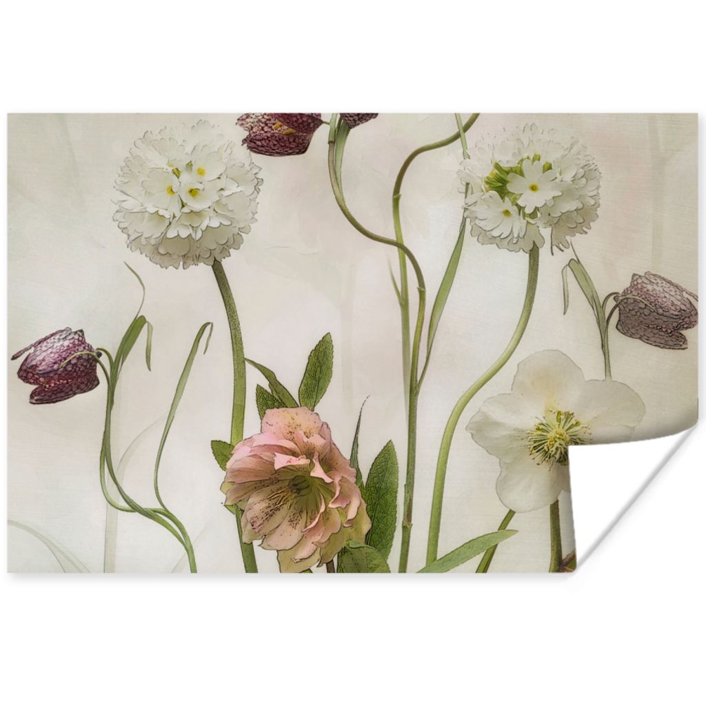 MuchoWow Poster Blumen - Frühling - Garten - Stilleben 60x40 cm - Schlafzimmerdekoration