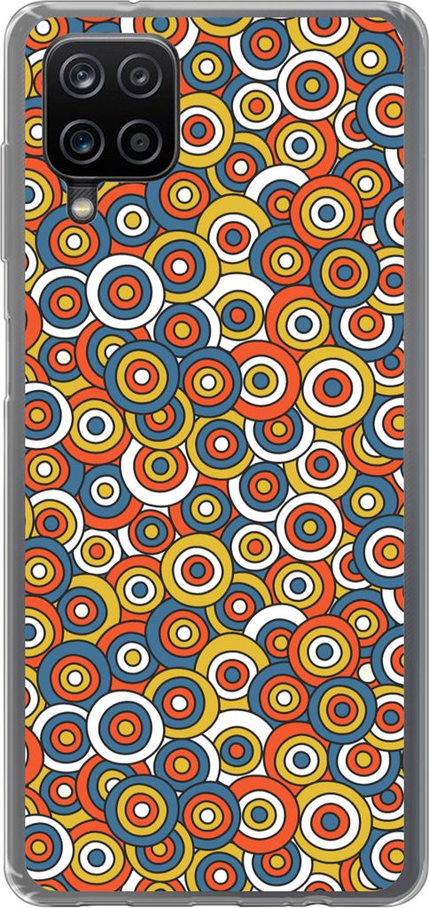 MuchoWow Handyhülle Schutzhülle Hülle für Telefoonhoesje Samsung Galaxy A12 Muster - Retro - Kreis Silikon Softcase Handy Hülle - Bild