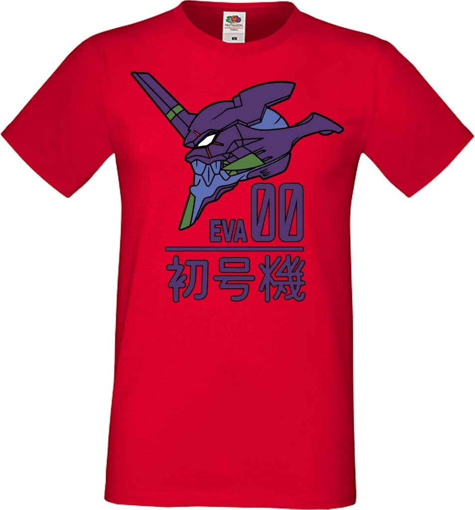 Herren T-Shirt Manga Anime Neon Anime Genesis Manga Evangelion Eva Unit 00 Eva Genesis, Man 3XL / Rot