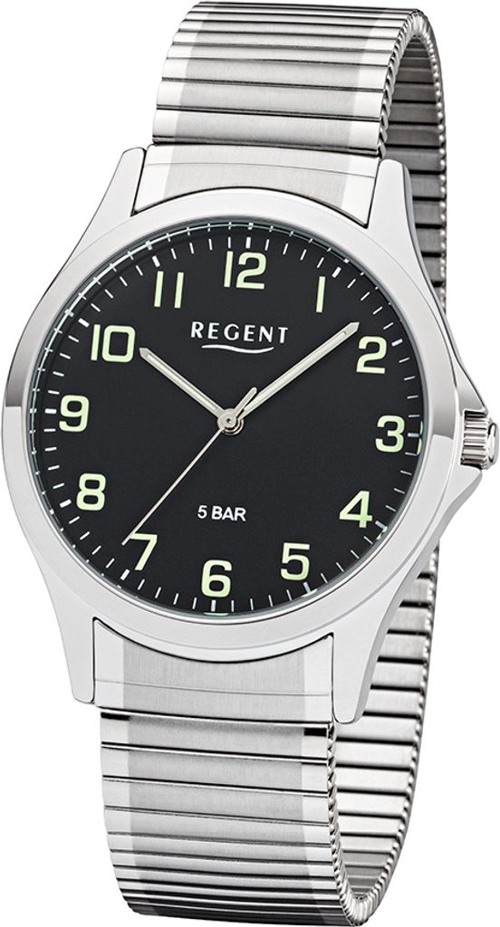 Regent Armbanduhr mit Mineralglas und Edelstahlband - Produktbild 