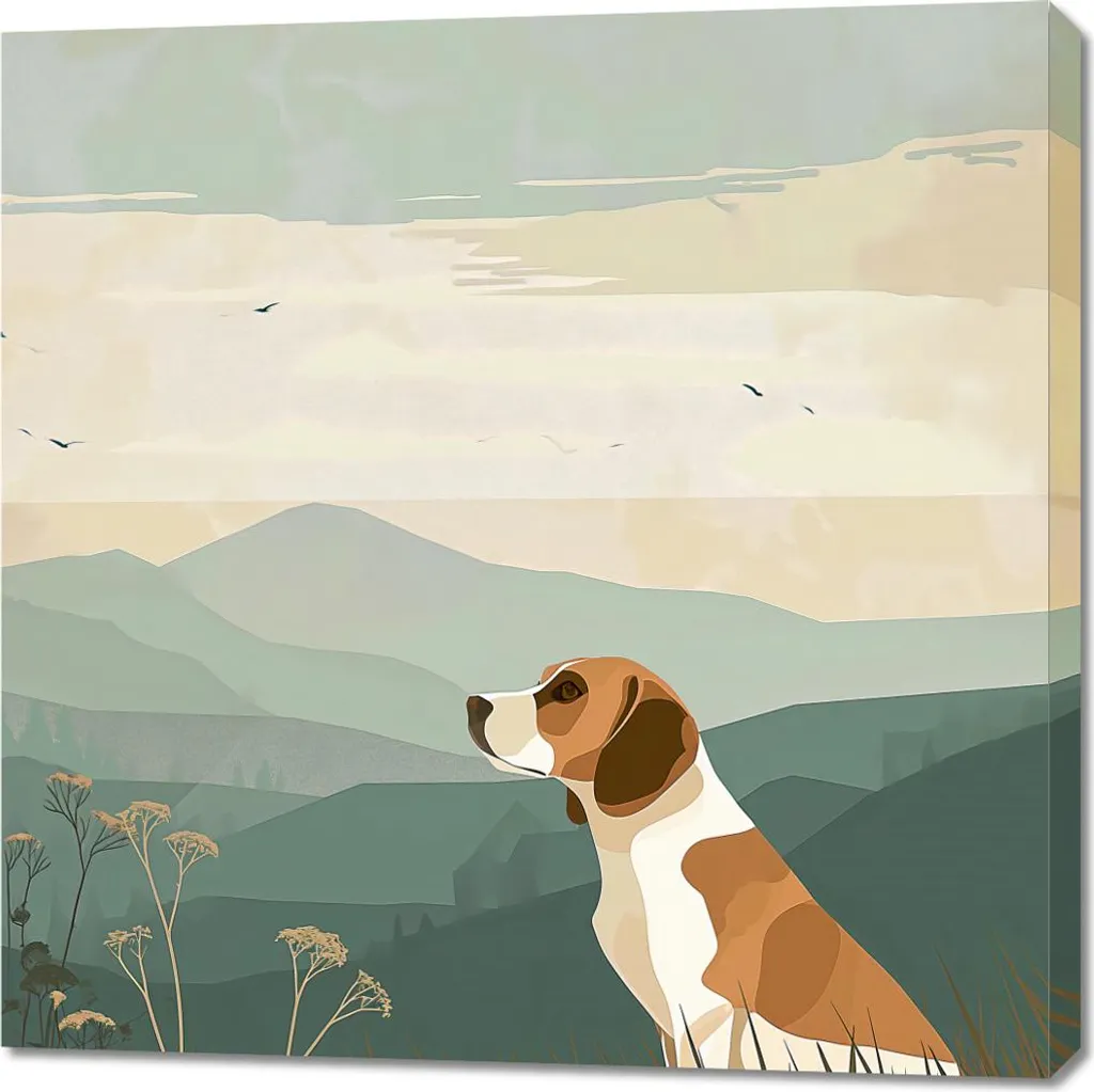 Tableau 90x90 cm Fidèle compagnon : Toile carrée décoration murale chien
