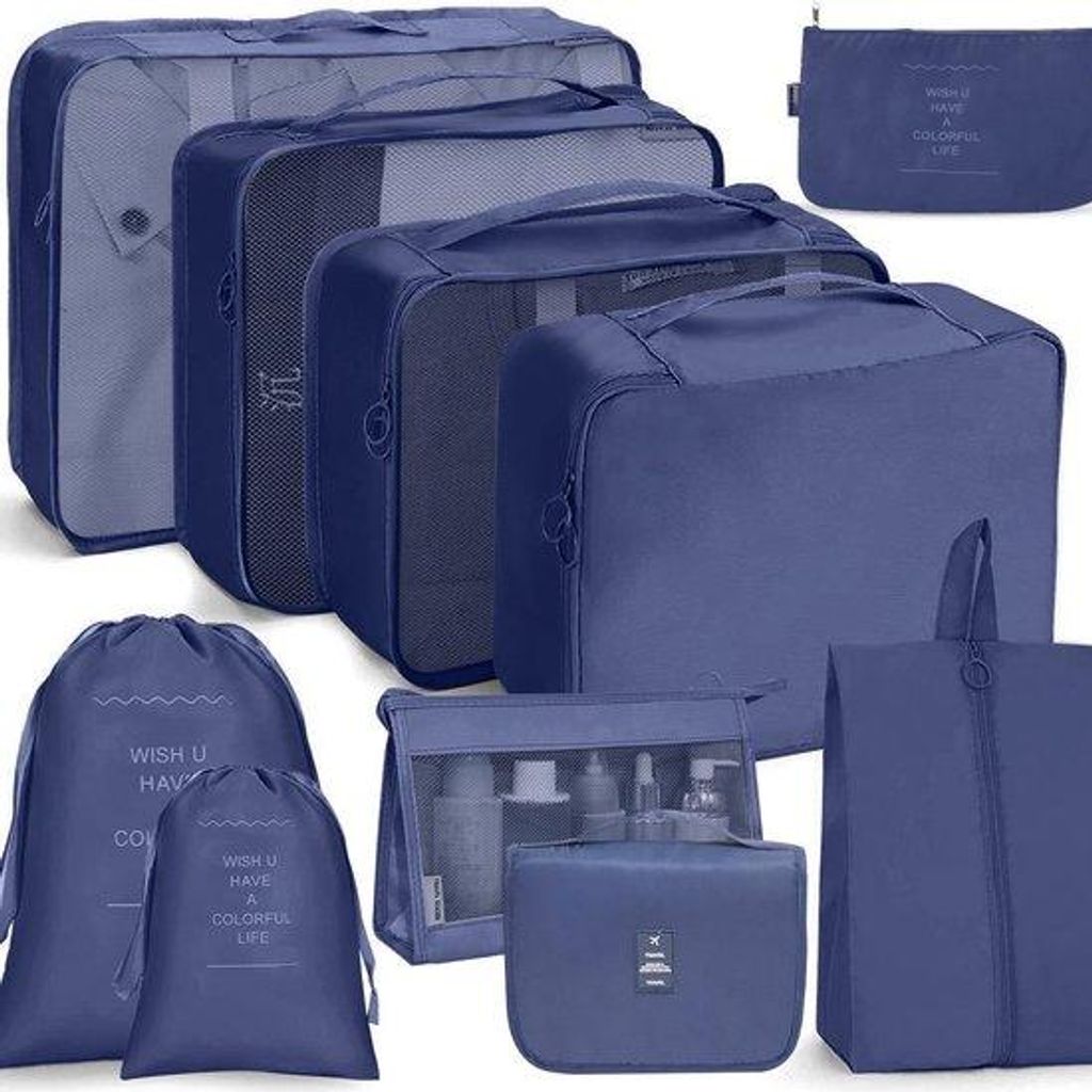 Reisorganizer, 10-teiliges Set, wasserbeständig, für Kleidung, Unterwäsche, Schuhe und Kosmetik