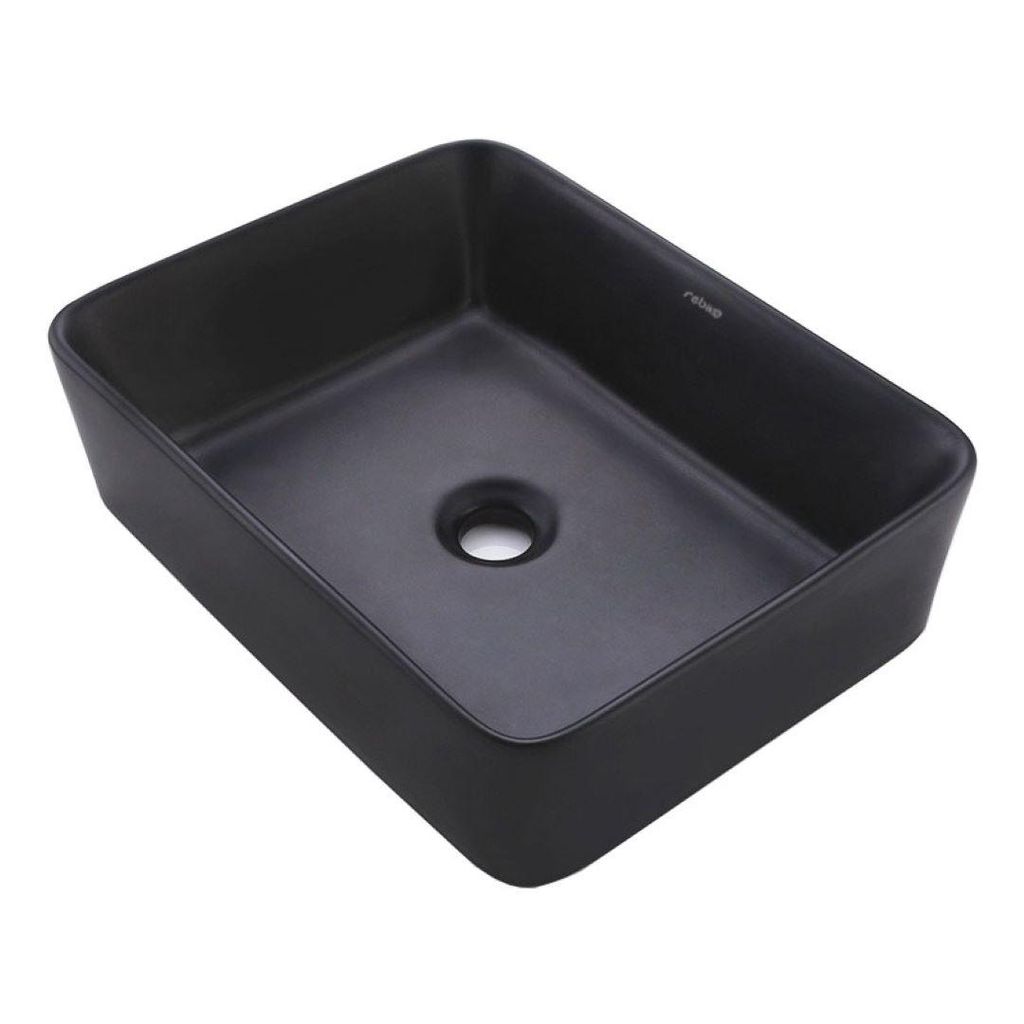 Lavabo da appoggio in Vetroceramica opaca nera 48x36 Immagine del prodotto 