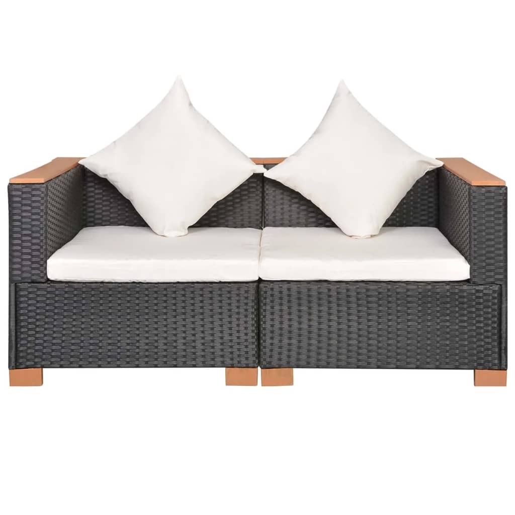vidaXL Záhradná pohovka Poly Rattan Black Obrázok produktu 