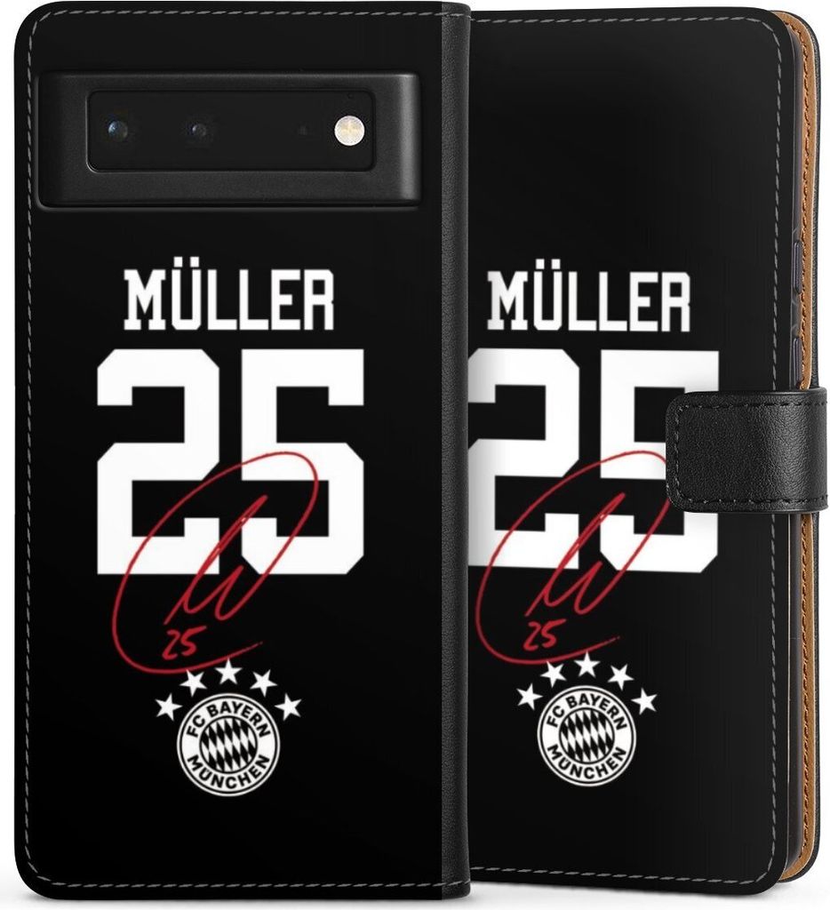 DeinDesign Klapphülle für Google Pixel 6 Handytasche Lederhülle Tasche FC Bayern München FCB Thomas Müller